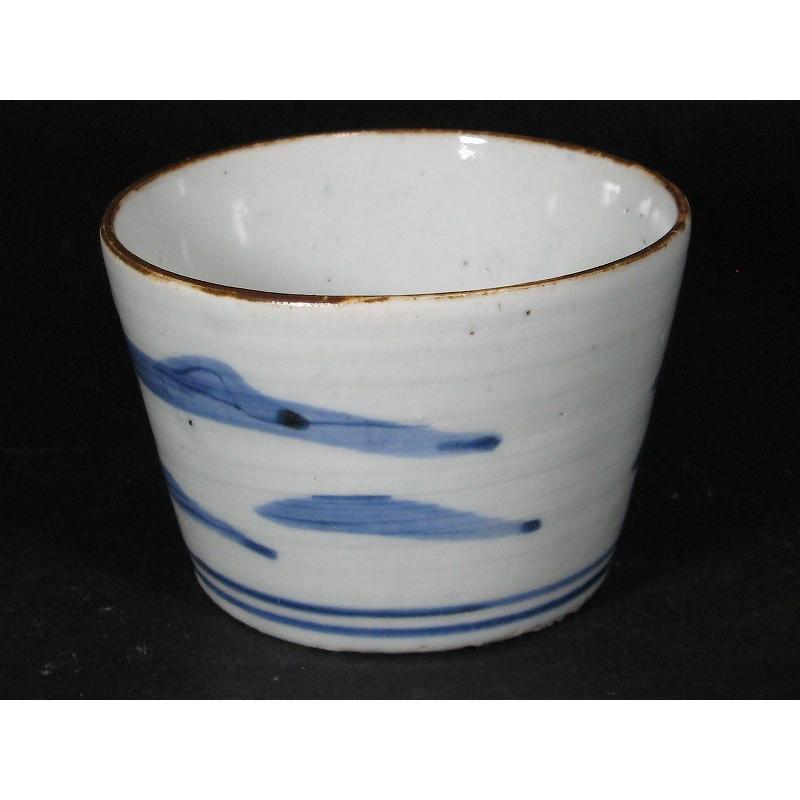 古伊万里 染付 松文 見込み岩波文 蛇の目高台 縁紅 蕎麦猪口 (17) : SK