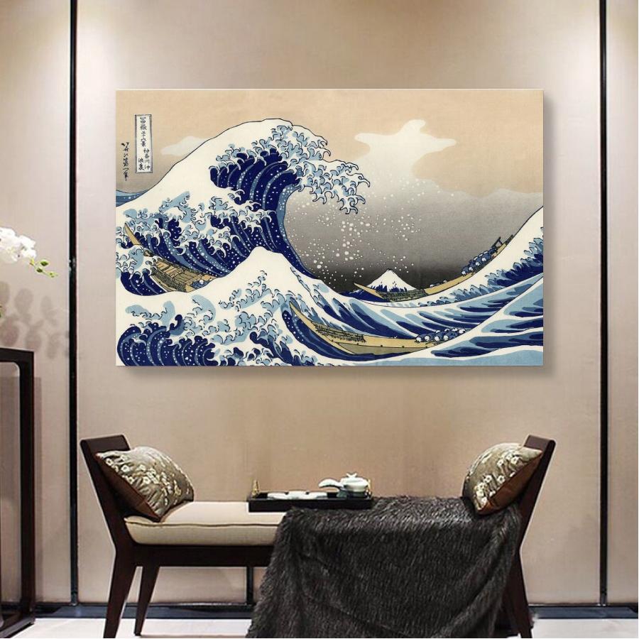 葛飾北斎 富嶽三十六景「神奈川沖浪裏」70×50 風景画 壁掛け 名画