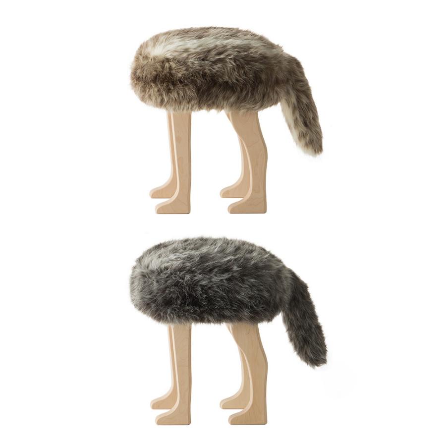 匠工芸 アニマル スツール L [ウルフグレーミックス / コヨーテ