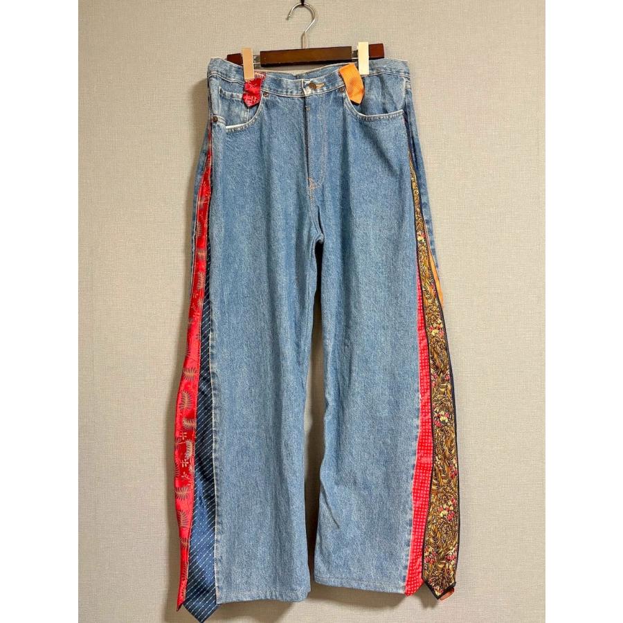 リメイクヒッピーデニム ネクタイ パッチワーク メンズ レディース