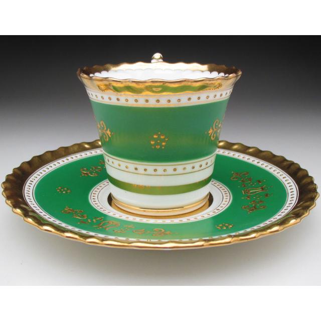 ROYAL WORCESTER ロイヤルウースター グリーン地金盛り カップ