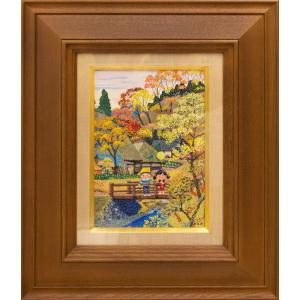 山下 清 「 つゆ草 」 ペン画 ( 鑑定書付き ) 絵画 洋画 肉筆 手描き