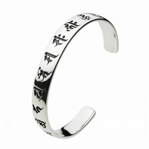 シルバーブレスレット メンズ バングル 観音菩薩 和柄 和風 仏教