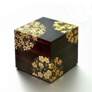 重箱 越前漆器 牡丹彫 漆塗り 三段重箱 19.9cm : おいしい