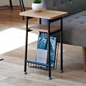 サイドテーブル マガジンラック 幅40cm 奥行き25cm 木製風 木目