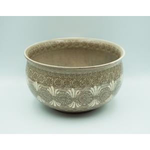 茶道具 水指 水差し 紫三島 木弧 3代 森里陶楽作 共蓋＆塗蓋 : 茶道具