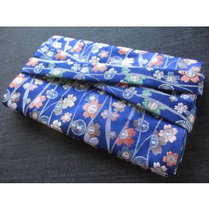 13絃用 お箏/お琴ケース 琴袋(丸袋) 切替し七丁 大松皮 青色 009