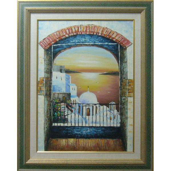 イグナシオ 絵画 肉筆油絵 風景画 地中海 シコノスの陽 送料無料