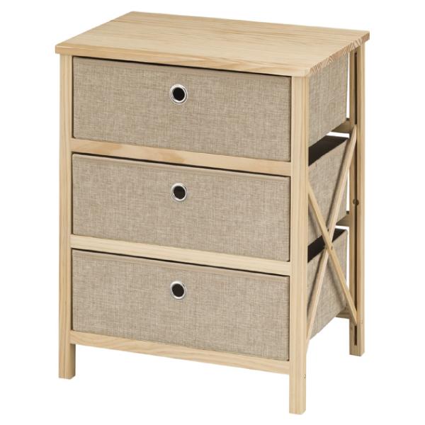 簡易組立チェスト3D チェスト タンス ブラウン 茶色 北欧 おしゃれ 3段