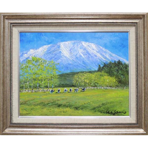 絵画 油絵 岩手山を望む (小川久雄) 【海・山】【肉筆】【油絵】【日本