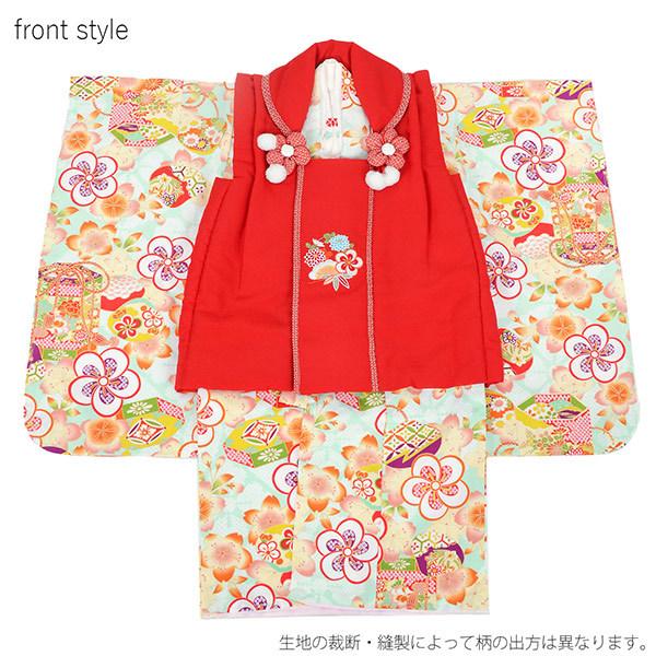 七五三 着物 3歳 フルセット 女の子 ブランド 小町 「水色地 ねじ梅と