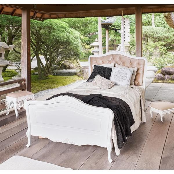 ロココ調 ベッド アンティーク塗装 エレガント彫刻 猫脚 シングル