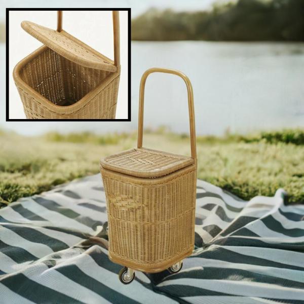 ラタン 籐 ショッピングカート アジアン キャリーケース バスケット