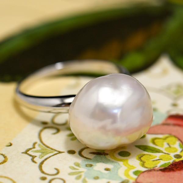 12mmバロック淡水真珠リング メタリックなてりの存在感抜群大珠パール