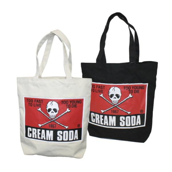 クリームソーダ（CREAM SODA） CS角ドクロトートバッグ ホワイト