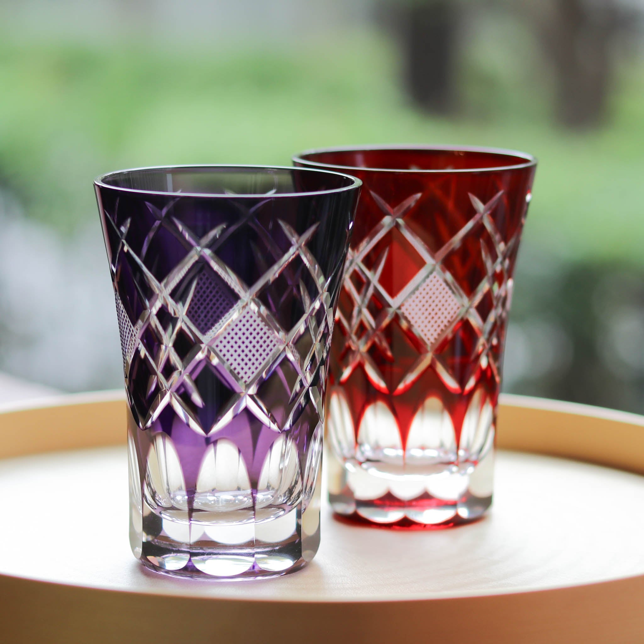 江戸切子 天開タンブラー | 菱魚子文様 | アカ | ミツワ硝子