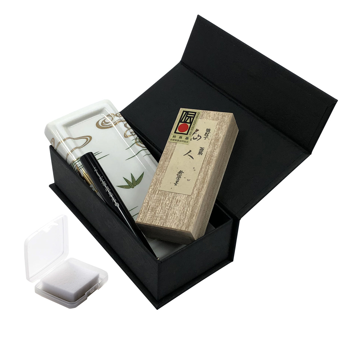 有田焼 ポータブル書道セット | 花陶硯 プチ硯セット | 竹 | よしだ書