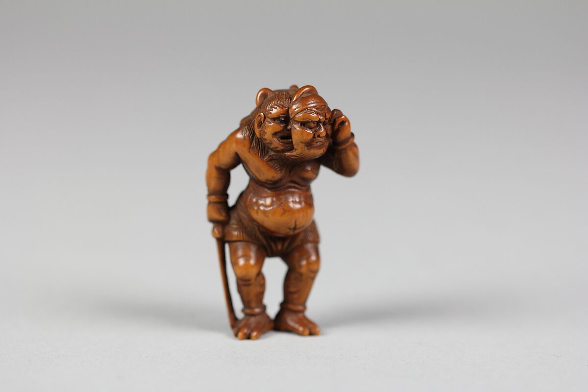 鬼仮面根付 Netsuke of Demon with a Mask】江戸時代