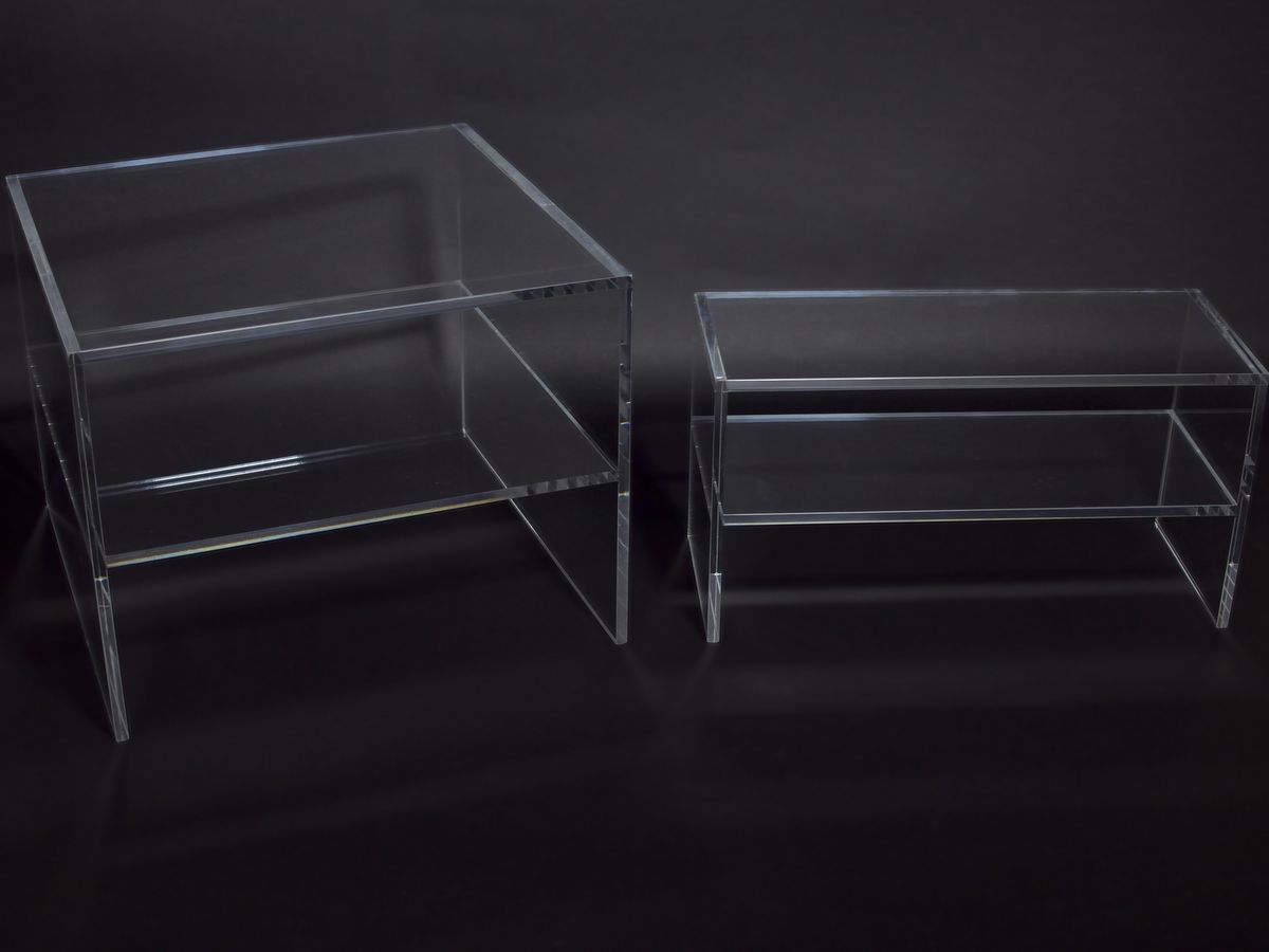 8mmアクリル製2段ラック（セミオーダーサイズ）-サイン＆ディスプレイ