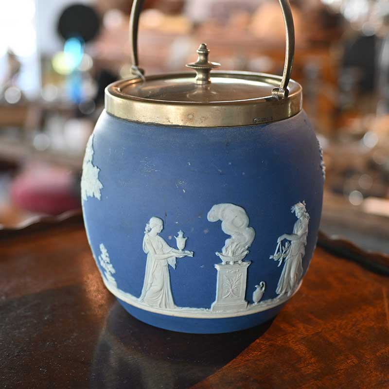 WEDGWOOD ビスケットバレル ジャスパーウェア ロイヤルブルー /TAW