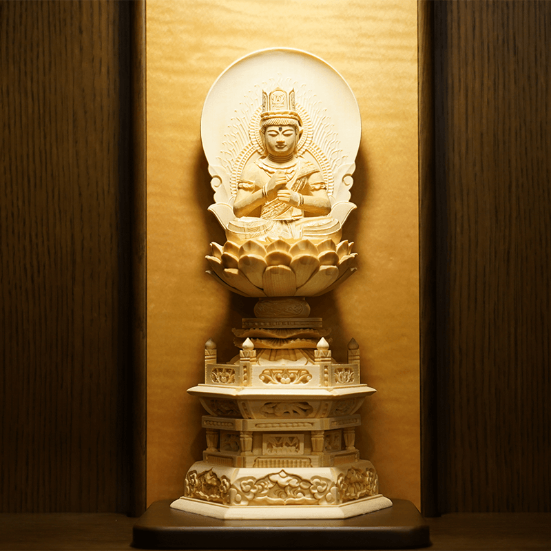 真言宗】桧 大日如来 六角台座 金泥書 - INORI PLACE工匠館INORI PLACE