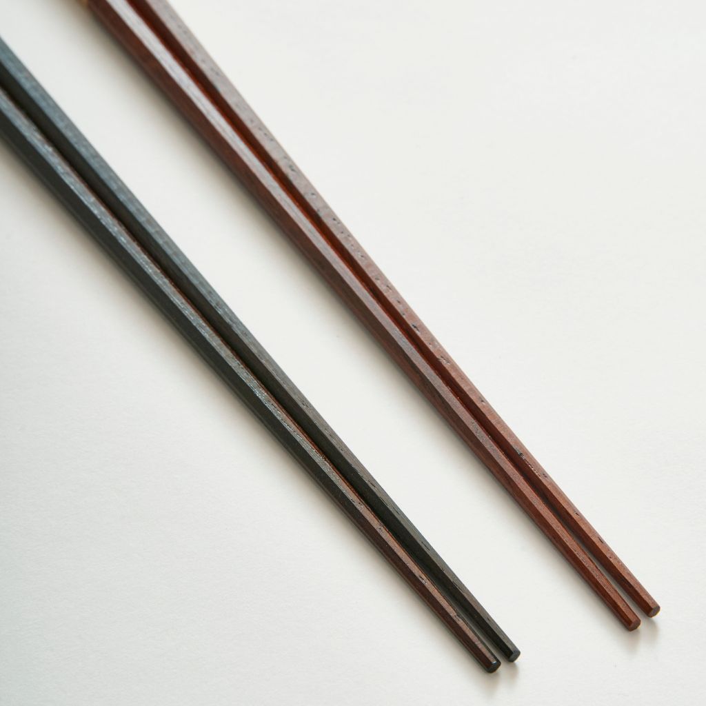 越前 先八角黒檀紫檀夫婦箸 (22cm/23.5cm) – 漆器 高翆