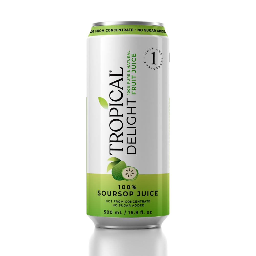 Tropical Delight 100% Soursop Juice - 12 x 500ml Can, No Added