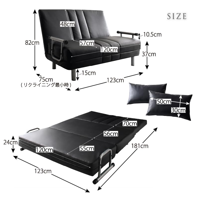 Amazon｜3WAY ハイバック ソファベッド カラー：ネイビー 素材