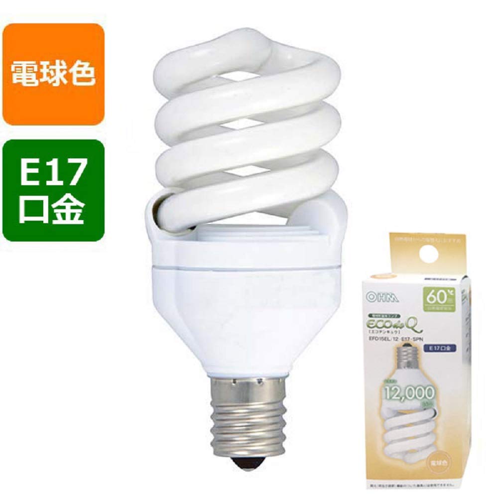 Amazon | オーム電機 電球形蛍光灯 エコデンキュウ スパイラル形 E17