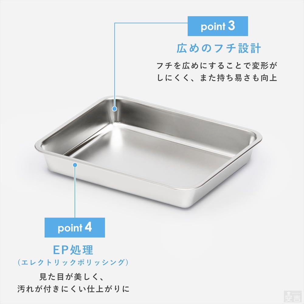 Amazon｜バット ステンレス 板厚0.8mm 業務用 (3枚取サイズ) 深型 18-8