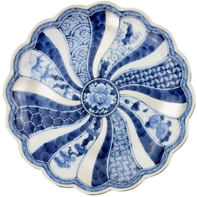 Amazon | 林九郎窯 藍青 RANSEI 銀彩 祥瑞 プレート 19.5cm 皿 波佐見