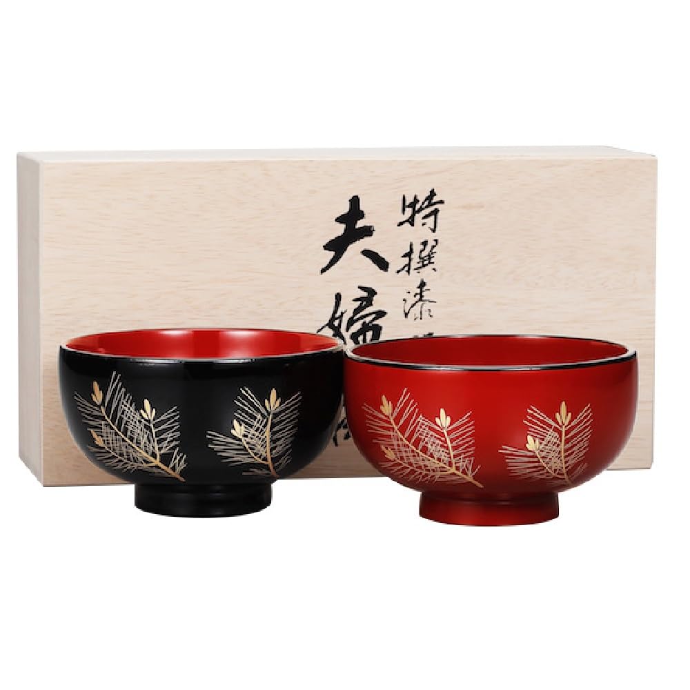 Amazon.co.jp: 会津塗 夫婦布袋汁椀 若松 漆 : ホーム＆キッチン