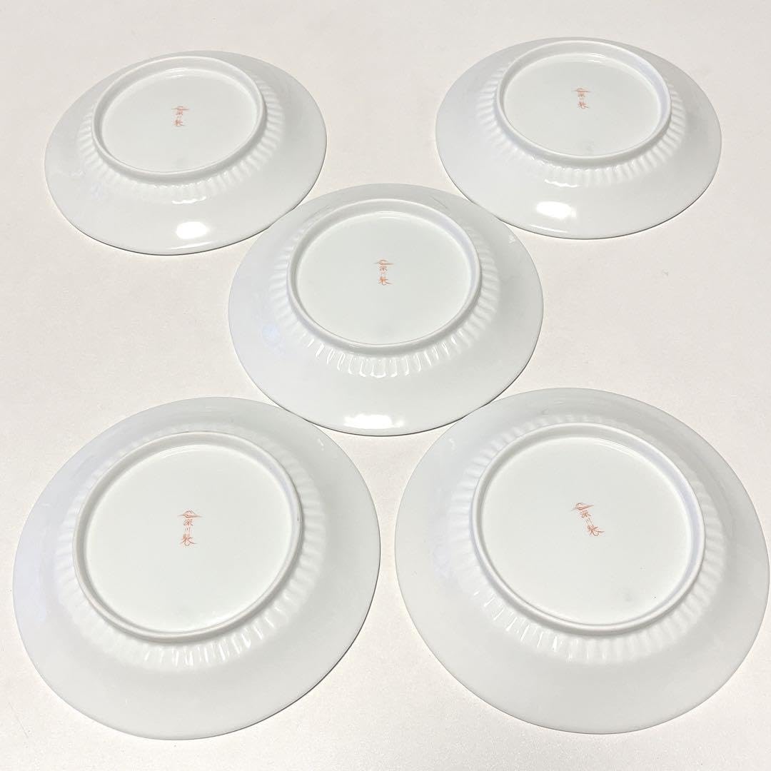 Amazon.co.jp: 深川製磁 金襴草花 青磁中皿 金彩 和皿揃え 5枚セット