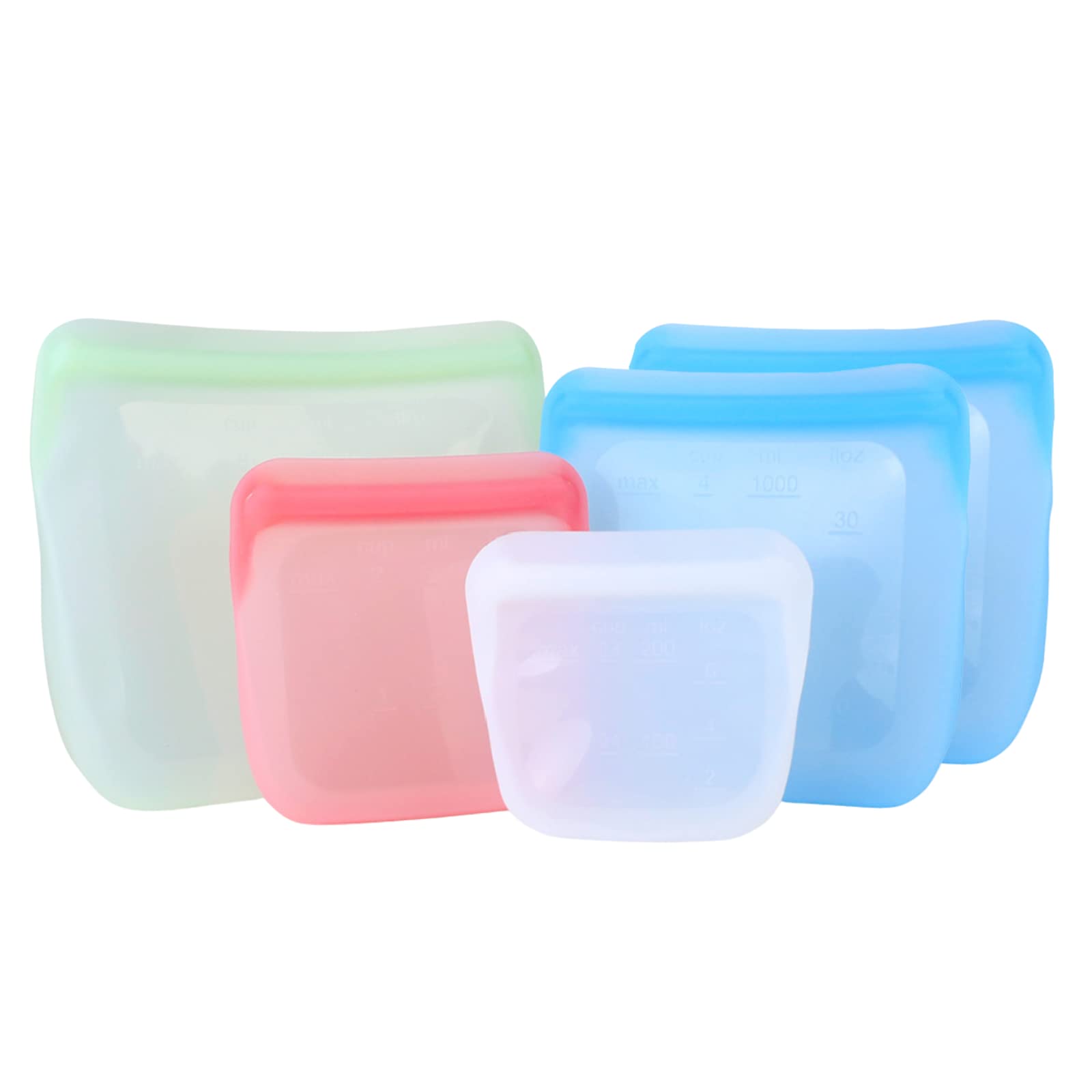 Amazon.co.jp: [5個パック] シリコン製再利用可能食品保存袋容器