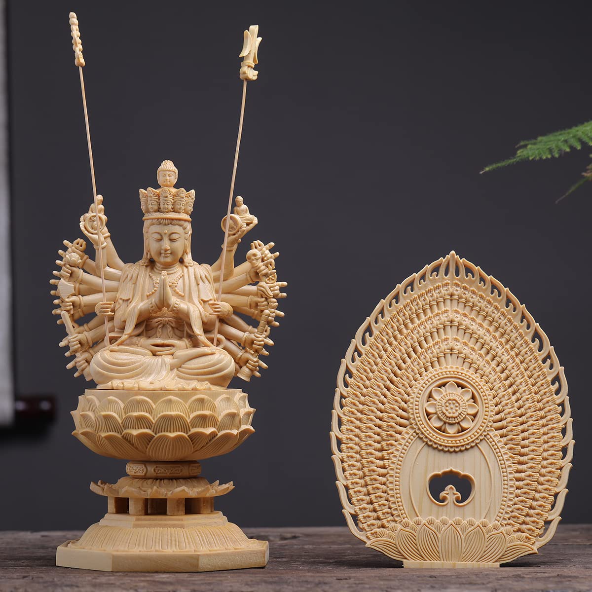 木彫り 仏像 千手観音 置物 お寺 祭祀 木 極品 香樟木