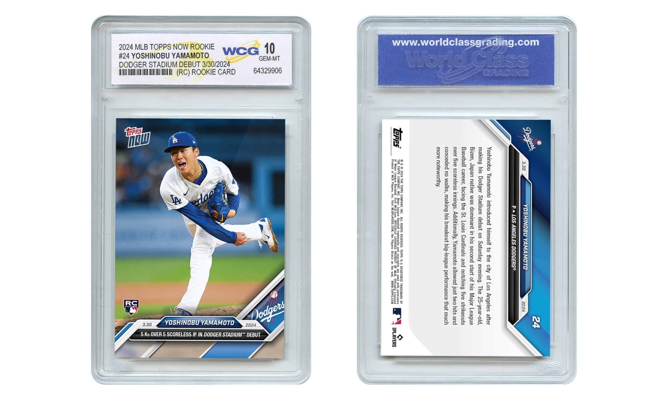 Amazon.com: WCG 2024 Topps YOSHINOBU Yamamoto Dodger Stadium Debut
