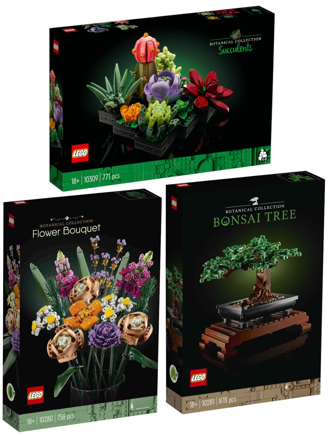 Amazon.com: Lego Set of 3: 10309 Succulents, 10281 Bonsai Tree