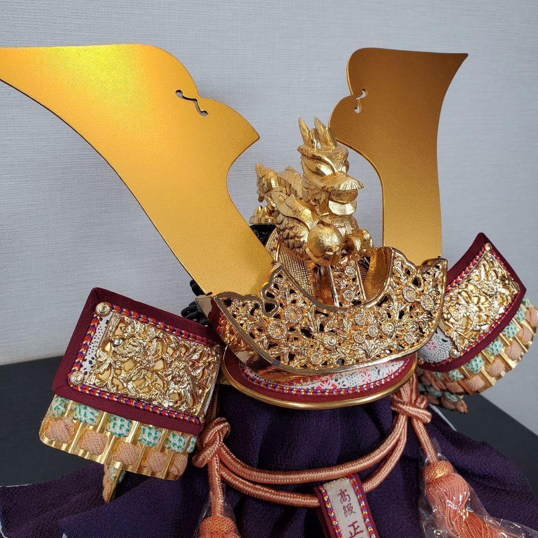 Amazon | 品 正絹威 鎧師 龍玉作 大鍬形之兜 五月人形 漆塗り収納 大