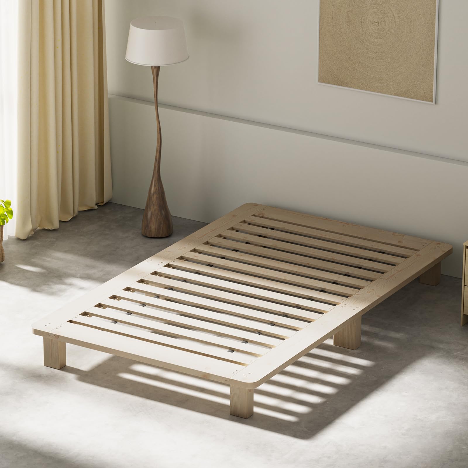 Amazon｜すのこベッド ベッドフレーム セミダブル 幅123cm 無塗装 天然