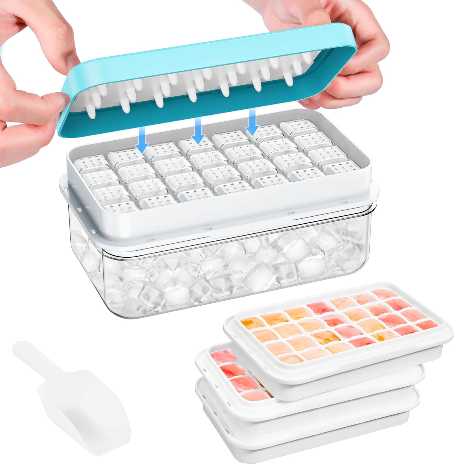 Amazon.com: Ice Cube Tray with Lid and Bin, PHINOX 84 pcs Ice