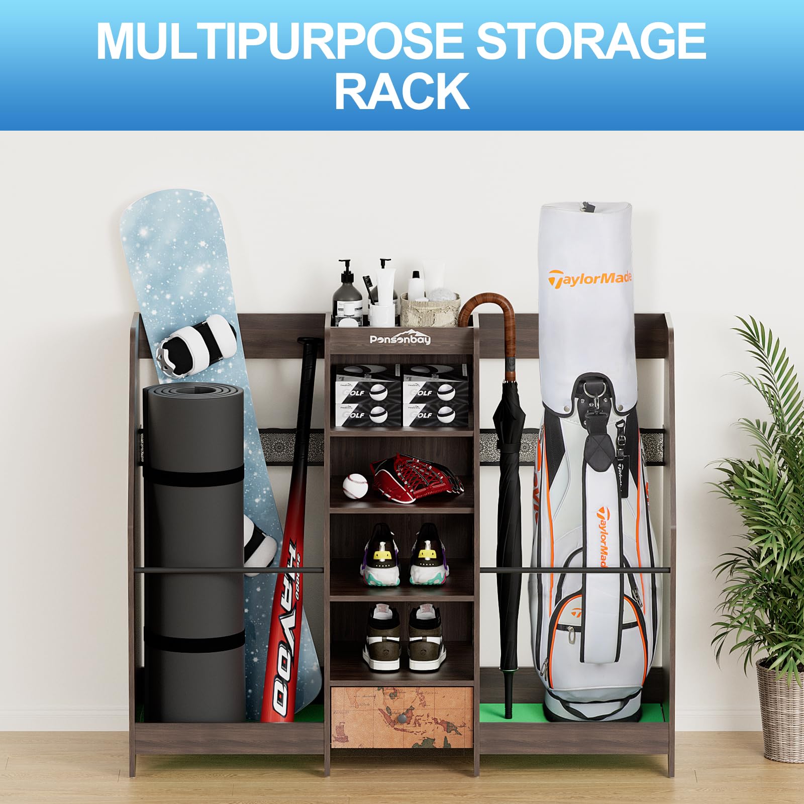 Amazon | Ponsonbay ゴルフバッグ収納オーガナイザー ガレージ用