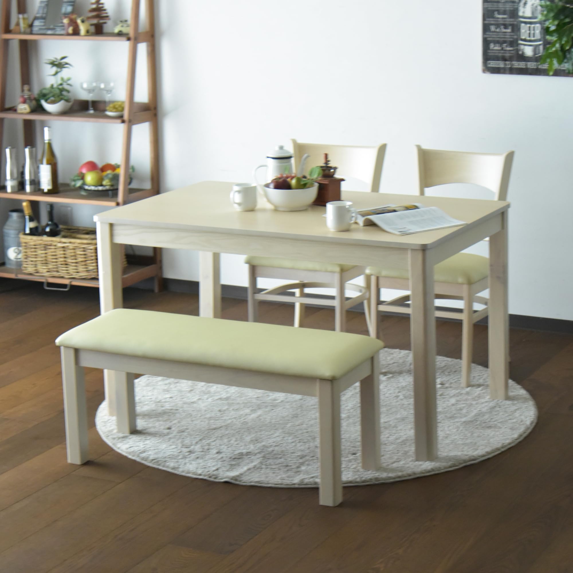 Amazon｜Cスタイル ダイニングテーブルセット 4人用 幅120cm ベンチ