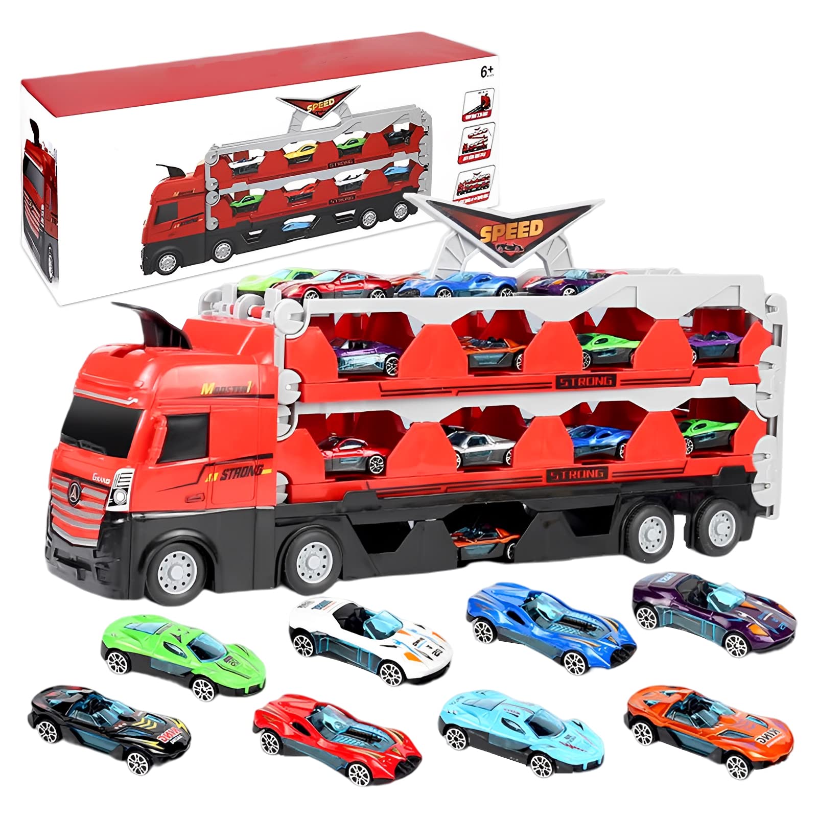 Amazon.co.jp: ミニカーセット 車おもちゃ キャリアカー ミニカー8台