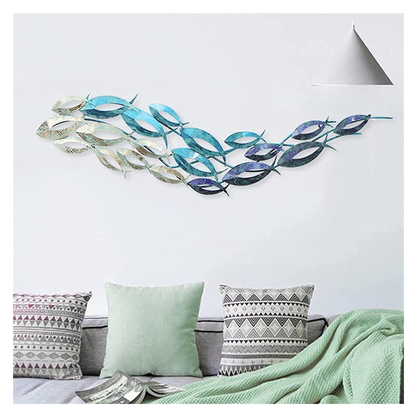 Amazon.co.jp: ウォールデコ 置物 3D抽象的な魚の壁の彫刻、沿岸海洋