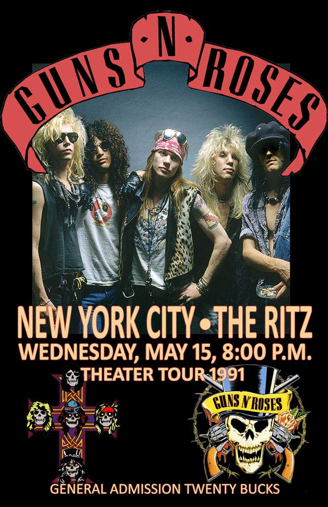 Amazon.com: GUNS N ROSES THE RITZ NYC REPLICA 1991 CONCERT POSTER