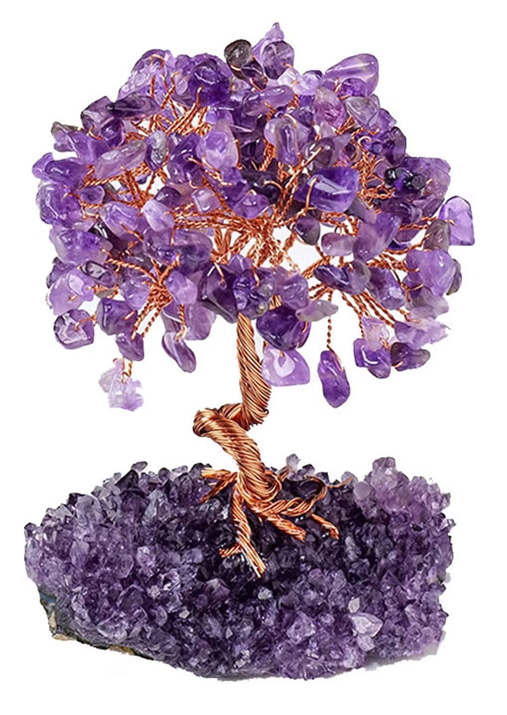 Amazon｜アメジストの癒しの水晶木、生命の装飾の風水のお金の木の人形