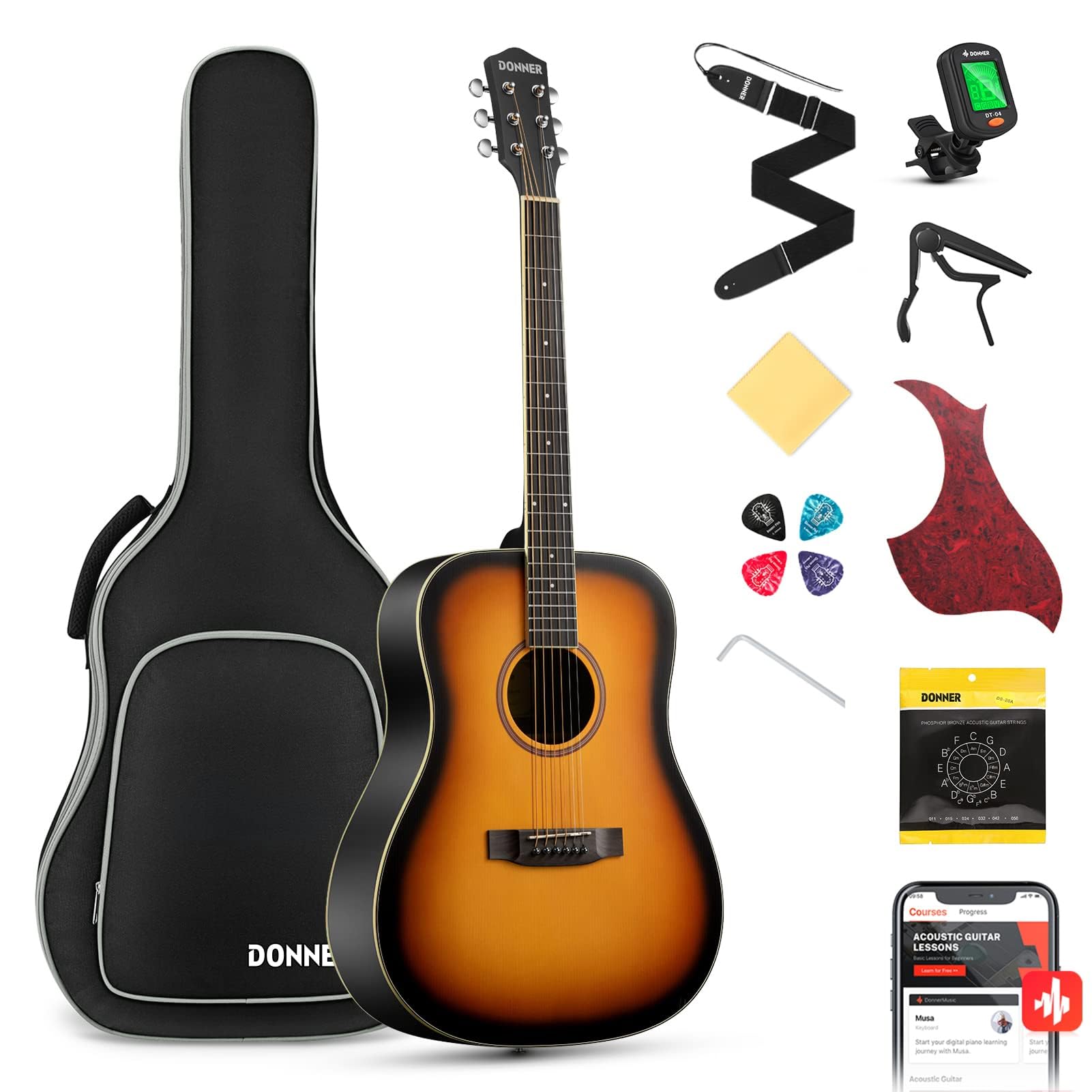 Amazon.com: Donner Acoustic Guitar for Beginner Adult Full Size