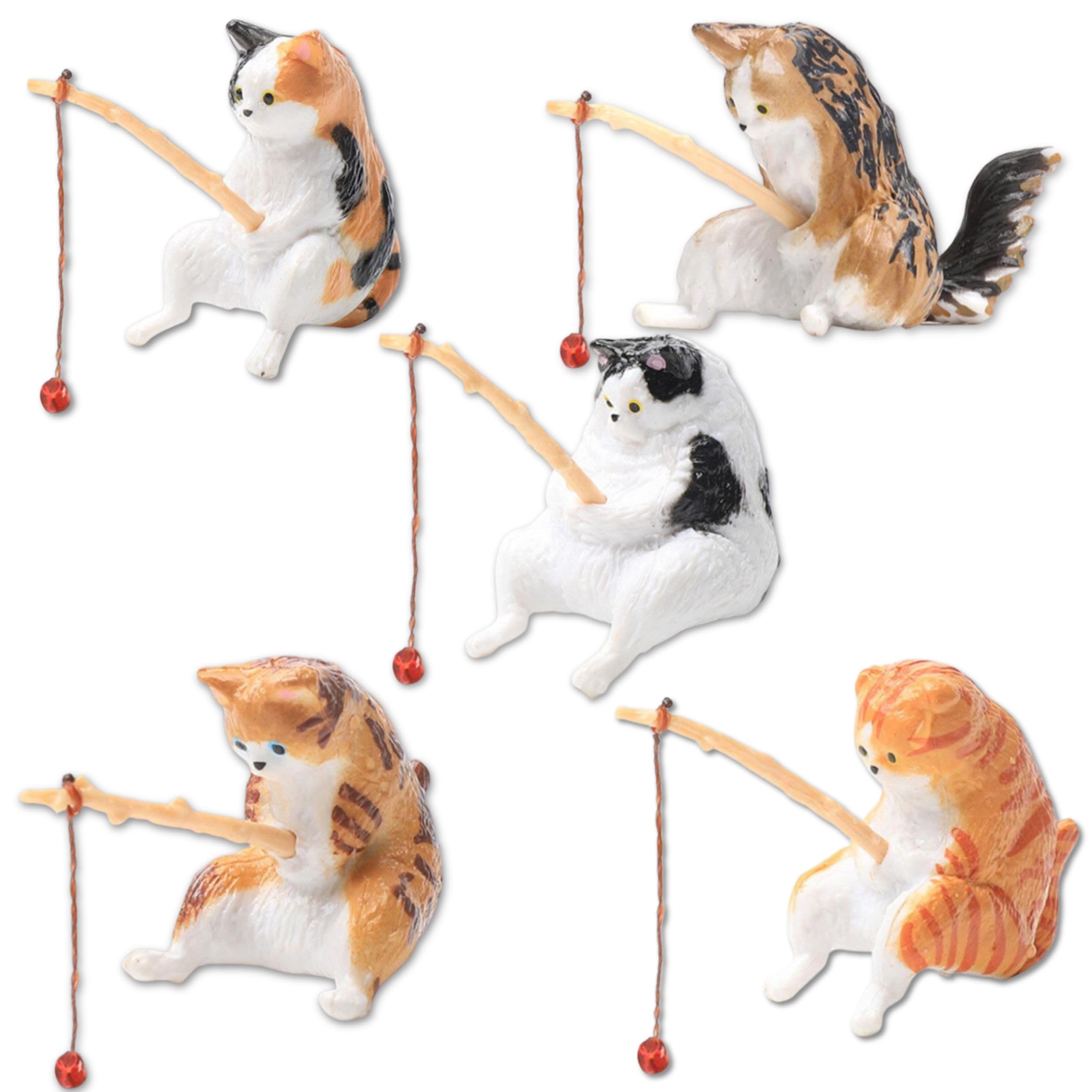 Amazon.co.jp: WATASHINO 猫 フィギュア 釣り猫 置物 水槽オブジェ