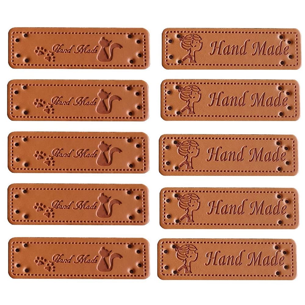 Amazon | 革タグ 60枚入り 12種パターン レザータグ 革ラベル 刺繍タグ