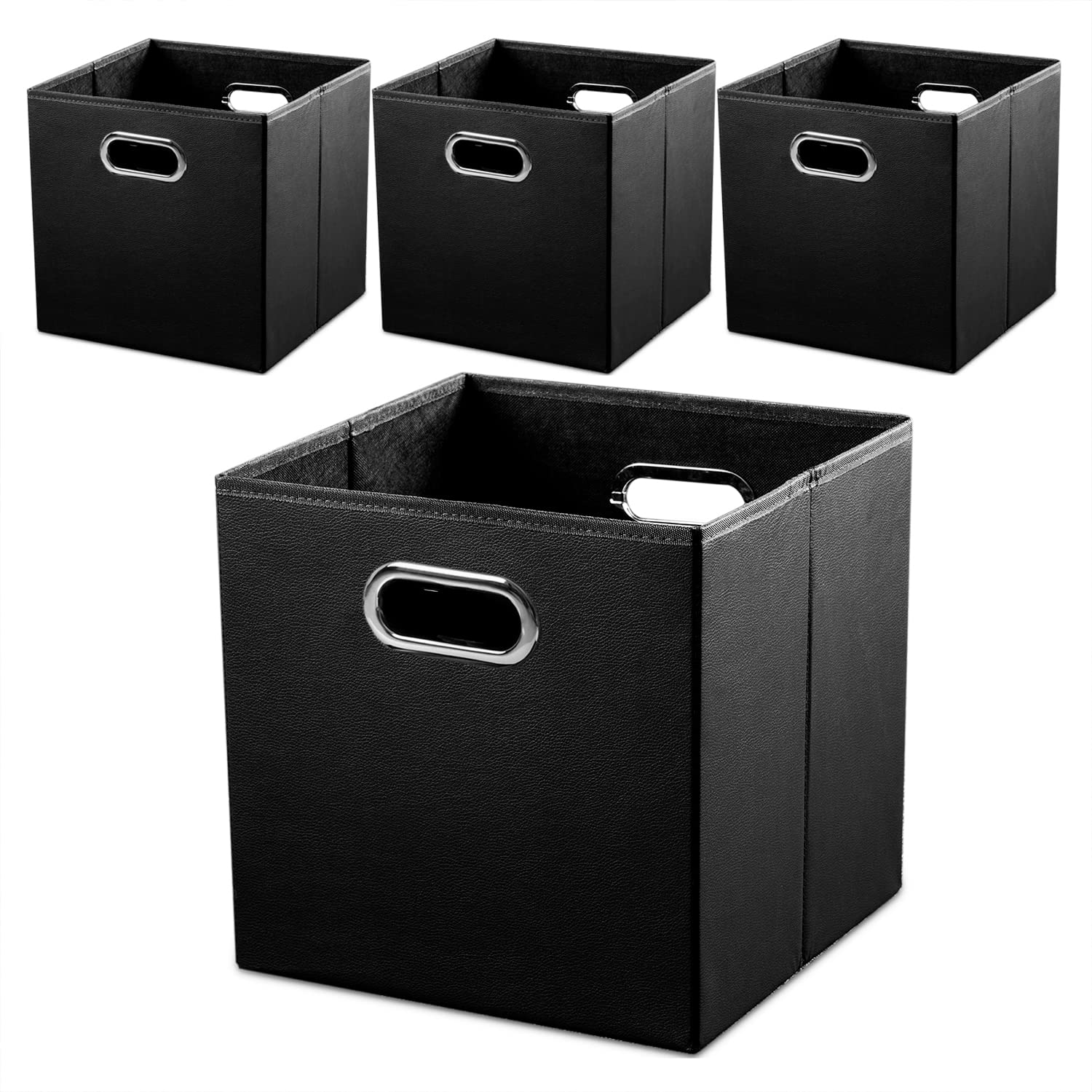 Amazon.com - PRANDOM Leather Foldable Cube Storage Bins 13x13 inch